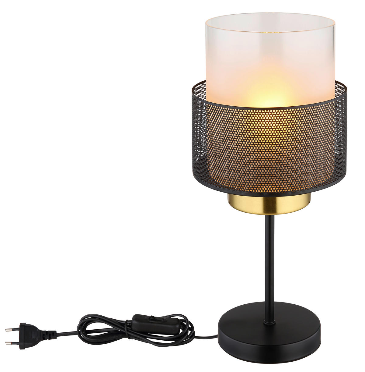 TISCHLEUCHTE 18/40 cm   - Klar/Schwarz, Design, Glas/Metall (18/40cm) - Globo