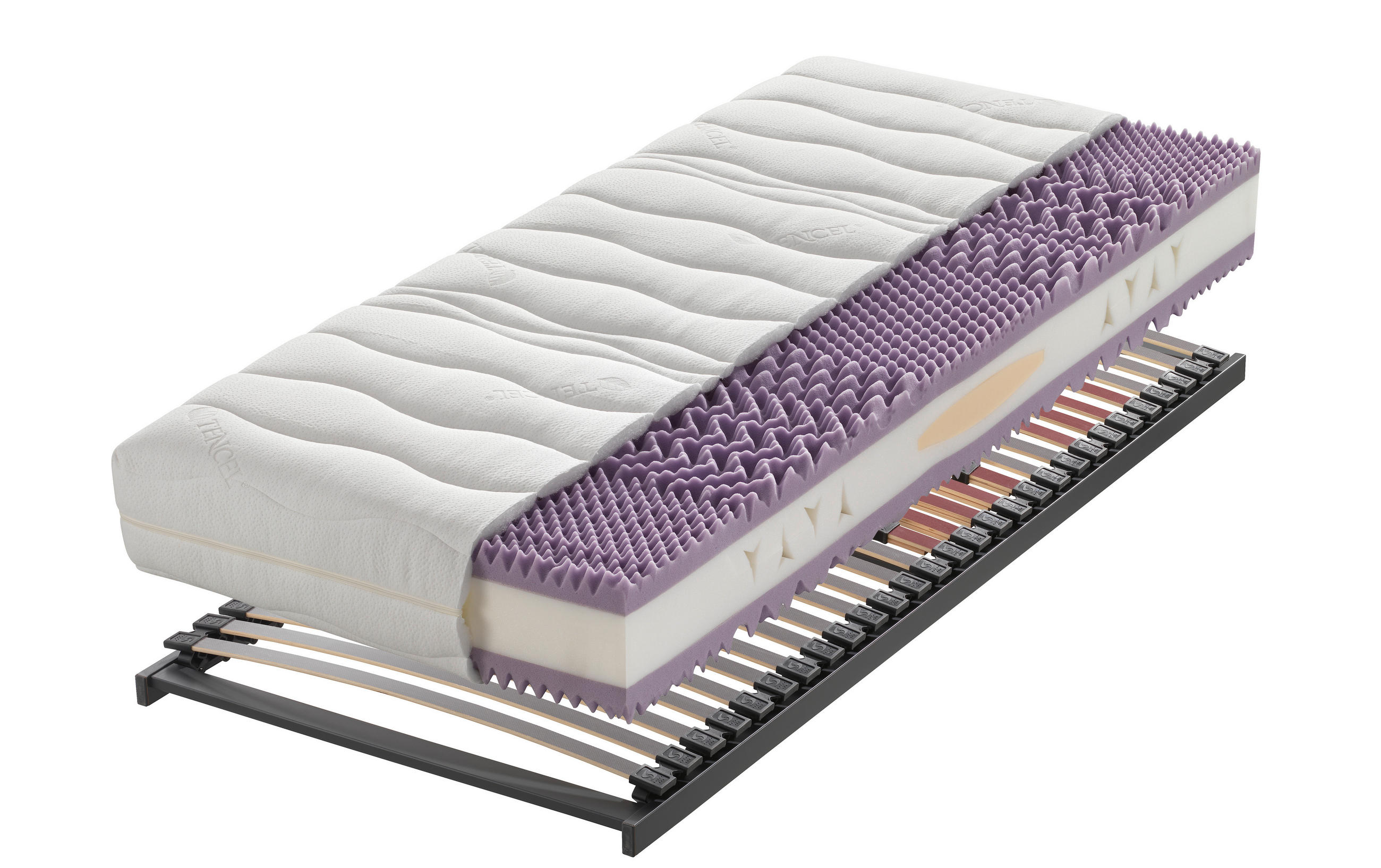 MATRATZENSET 100/200 cm  - Anthrazit/Rot, Basics, Holz (100/200cm) - Sleeptex