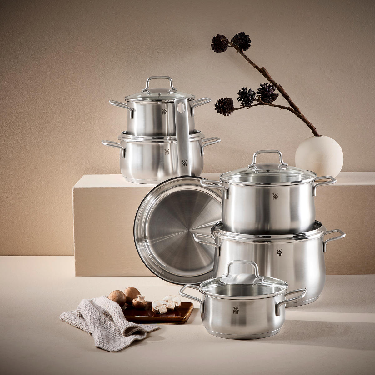 KOCHTOPFSET Brilliant 6-teilig  - Klar/Edelstahlfarben, Basics, Glas/Metall - WMF