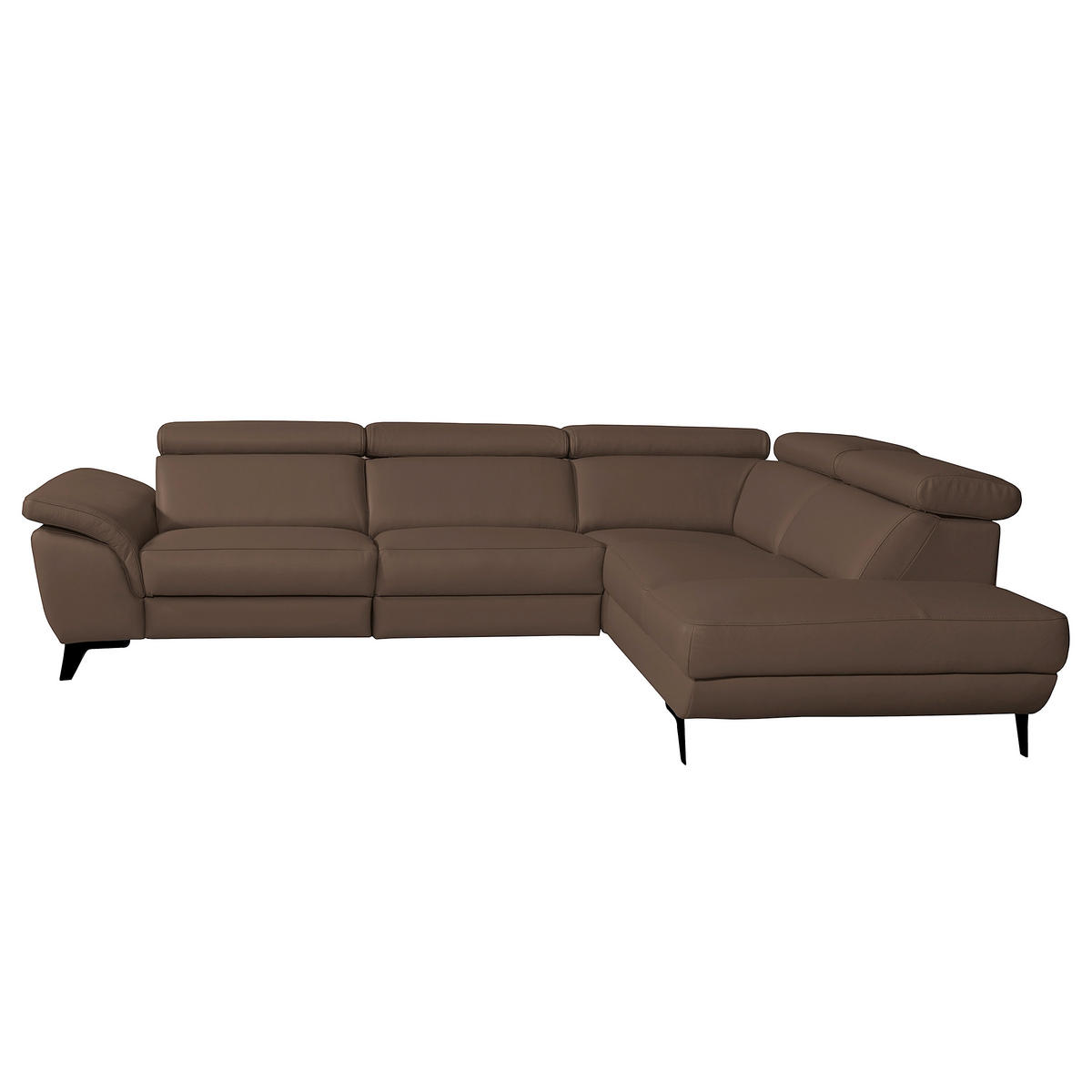 ECKSOFA DALLAS in Echtleder Dunkelbraun  283/228 cm  - Dunkelbraun/Schwarz, Design, Leder/Metall (283/228cm) - Livetastic