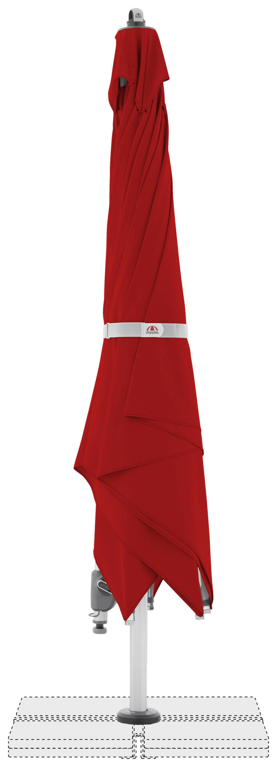 AMPELSCHIRM 300x300 cm  - Rot/Hellgrau, Basics, Textil/Metall (300/300cm) - Doppler