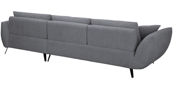 ECKSOFA Dunkelgrau Chenille Armlehnenkissen, Rücken echt, Sitztiefenverstellung  - Dunkelgrau/Schwarz, KONVENTIONELL, Textil/Metall (215/313cm) - Hom`in