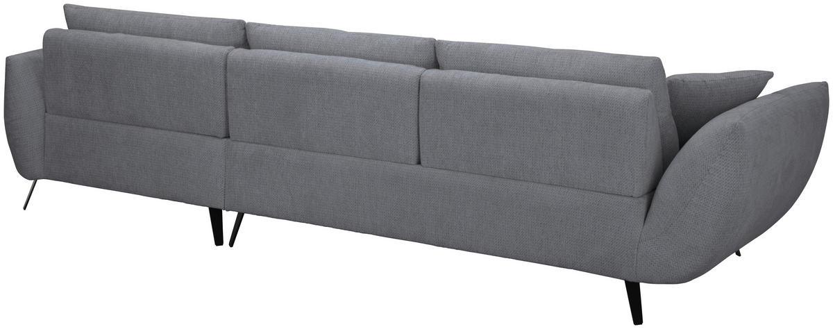 ECKSOFA Dunkelgrau Chenille Armlehnenkissen, Rücken echt, Sitztiefenverstellung  - Dunkelgrau/Schwarz, KONVENTIONELL, Textil/Metall (215/313cm) - Hom`in