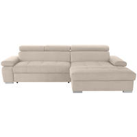 ECKSOFA  in Velours Beige  - Beige/Silberfarben, Design, Holz/Textil (292/183cm) - Livetastic