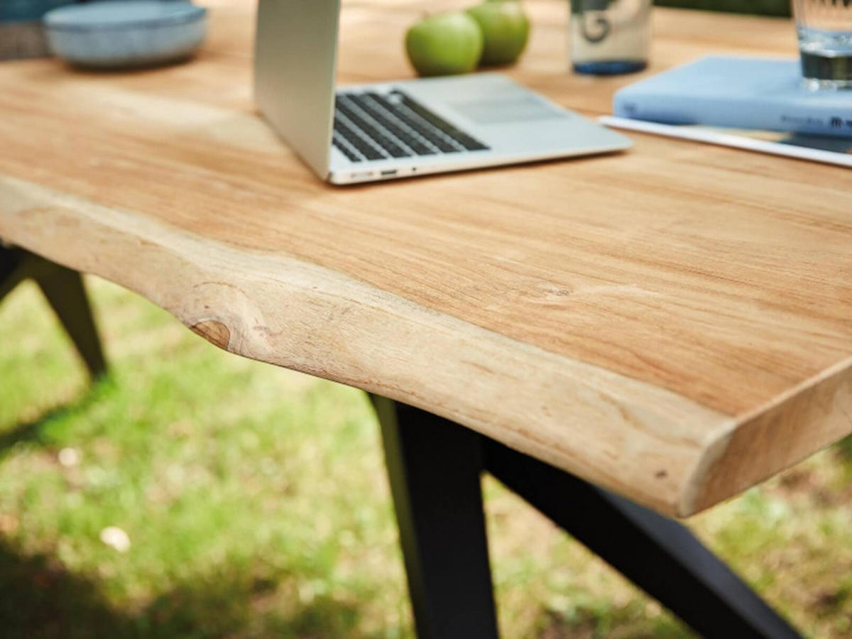 GARTENTISCH 220/95/76 cm Holz, Metall rechteckig  - Anthrazit/Teakfarben, Design, Holz/Metall (220/95/76cm) - Musterring