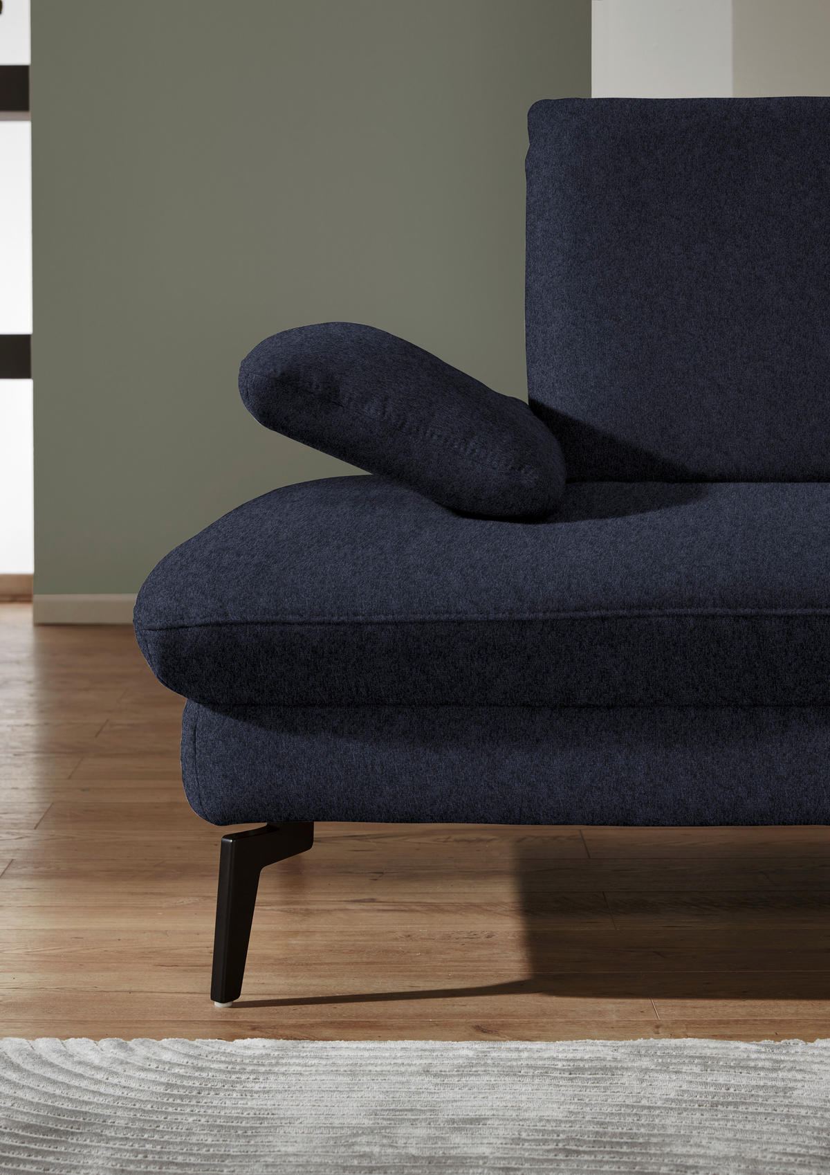 ECKSOFA in Chenille, Mikrofaser Anthrazit  - Anthrazit/Schwarz, Design, Textil/Metall (299/157cm) - Dieter Knoll