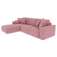 ECKSOFA in Velours Rosa  - Chromfarben/Rosa, KONVENTIONELL, Kunststoff/Textil (195/293cm) - Carryhome