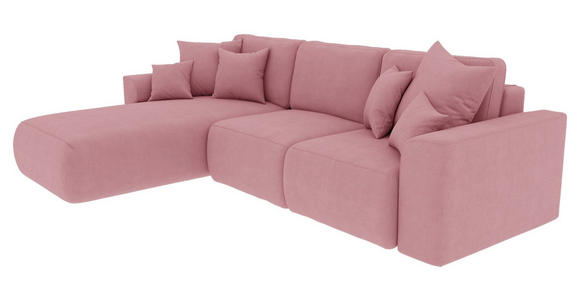 ECKSOFA in Velours Rosa  - Chromfarben/Rosa, KONVENTIONELL, Kunststoff/Textil (195/293cm) - Carryhome