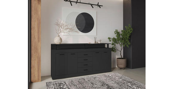 SIDEBOARD in 195/88/38 cm - Anthrazit/Schwarz, Basics, Holzwerkstoff/Kunststoff (195/88/38cm) - Xora