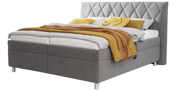 POLSTERBETT Matratze, Lattenrost, Bettkasten, motorische Verstellbarkeit Grau 180/200 cm  - Silberfarben/Weiß, KONVENTIONELL, Holz/Textil (180/200cm) - Esposa