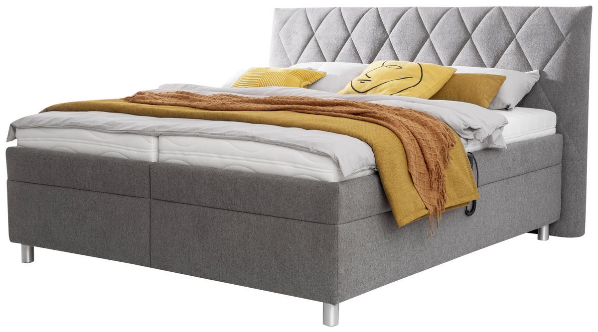 POLSTERBETT 160/200 cm  in Grau  - Weiss/Silberfarben, Konventionell, Holz/Textil (160/200cm) - Esposa