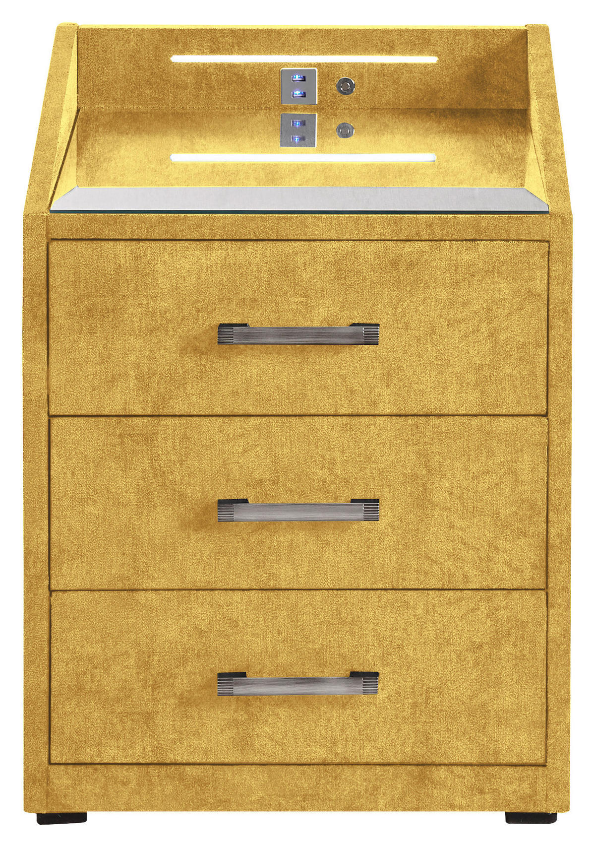 NACHTSCHRANK 47/61/46 cm  - Currygelb/Silberfarben, MODERN, Holzwerkstoff/Kunststoff (47/61/46cm) - MID.YOU