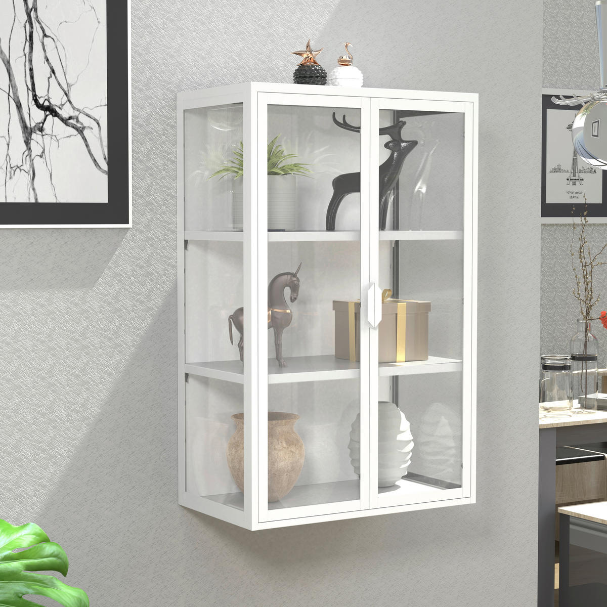 HÄNGEVITRINE in Weiss  - Weiss/Transparent, Design, Glas/Metall (60/95/35cm) - MID.YOU