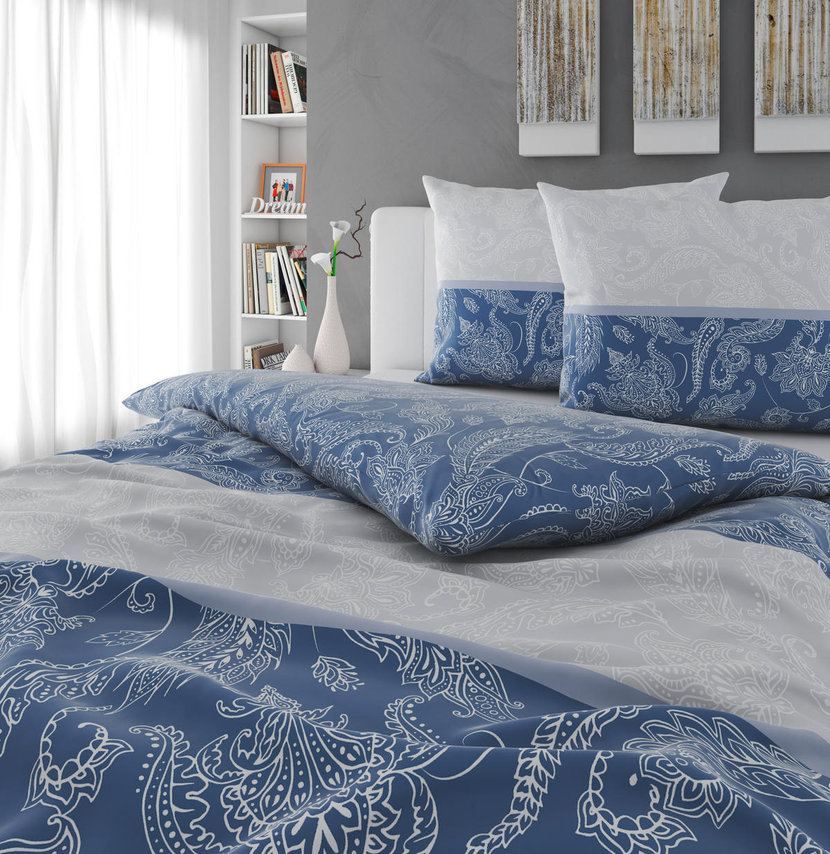 BETTWÄSCHE Satin 200/200 cm  - Blau, Textil (200/200cm) - Novel
