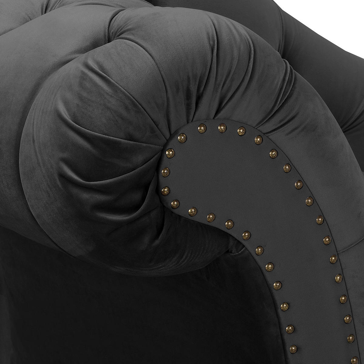 RÉCAMIERE Samt Schwarz  - Schwarz/Braun, Design, Holz/Textil (185/93/75cm) - Livetastic