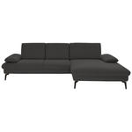 ECKSOFA Dieter Knoll in Chenille, Mikrofaser Graubraun  299/157 cm  - Graubraun/Schwarz, Design, Textil/Metall (299/157cm) - Dieter Knoll