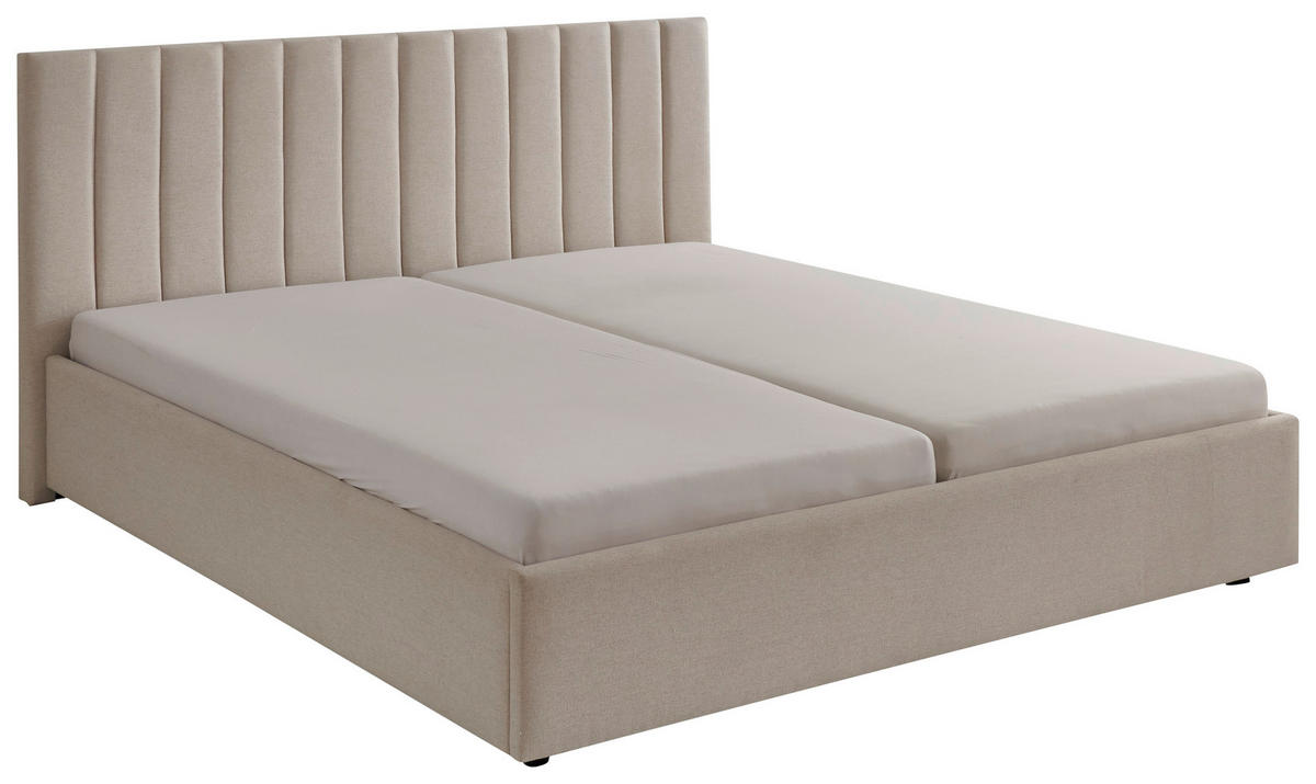 POLSTERBETT 180/200 cm  in Beige  - Beige/Schwarz, Design, Holz/Textil (180/200cm) - Boxxx