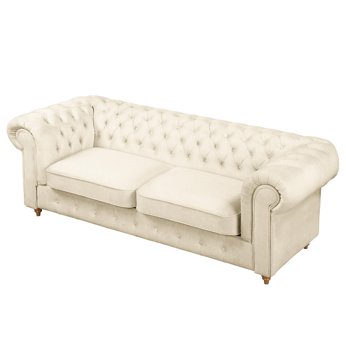 SCHLAFSOFA Laura in Mikrofaser Creme  - Creme/Braun, Design, Holz/Textil (218/74/91cm) - P & B