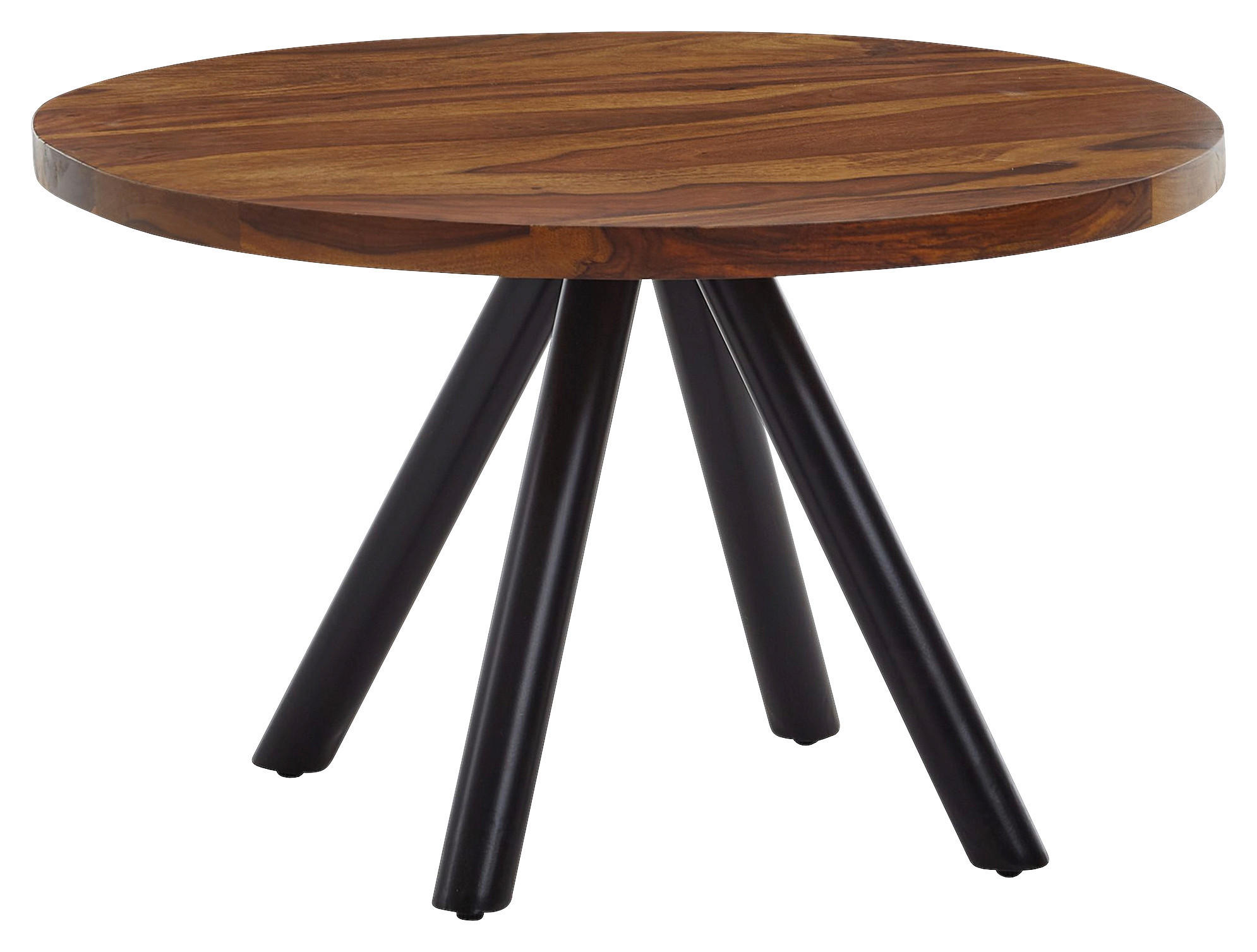 COUCHTISCH Sheesham massiv 60/60/35 cm rund Sheeshamfarben  - Sheeshamfarben/Schwarz, MODERN, Holz/Metall (60/60/35cm) - MID.YOU