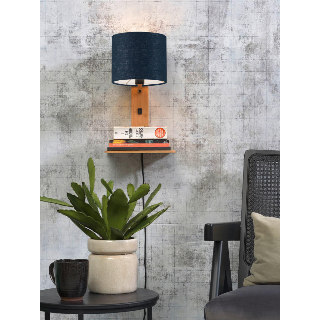 Thumbnail - Good & Mojo Wandleuchte Good&Mojo,Blau, Natur, Holz, Textil, Bambus, 24x36x19 cm, LED-Leuchtmittel austauschbar, Lampen ...