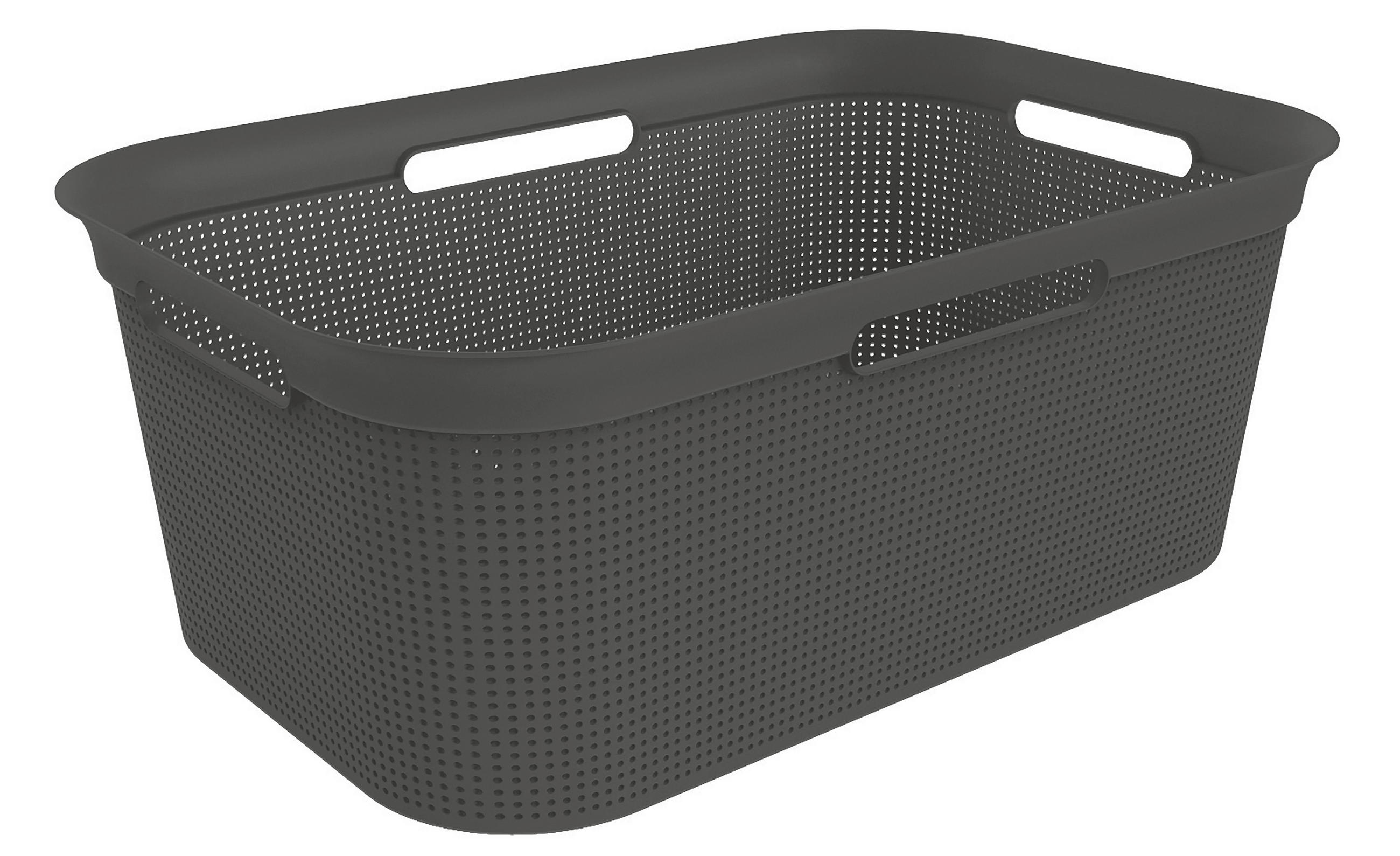 WÄSCHEKORB - Schwarz, KONVENTIONELL, Kunststoff (39,6/23.2/59,6cm) - Rotho