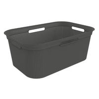 WÄSCHEKORB - Schwarz, KONVENTIONELL, Kunststoff (39,6/23.2/59,6cm) - Rotho