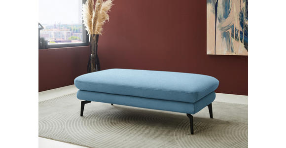 ECKSOFA  in Chenille, Flachgewebe Blau  180/284 cm  - Blau/Schwarz, Design, Textil/Metall (180/284cm) - Dieter Knoll