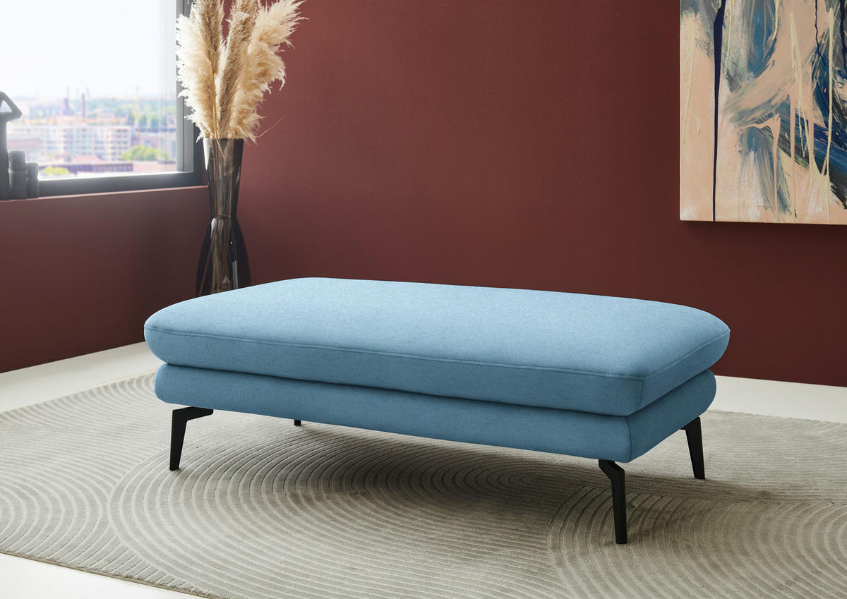 ECKSOFA Chenille, Flachgewebe Blau  - Blau/Schwarz, Design, Textil/Metall (180/284cm) - Dieter Knoll
