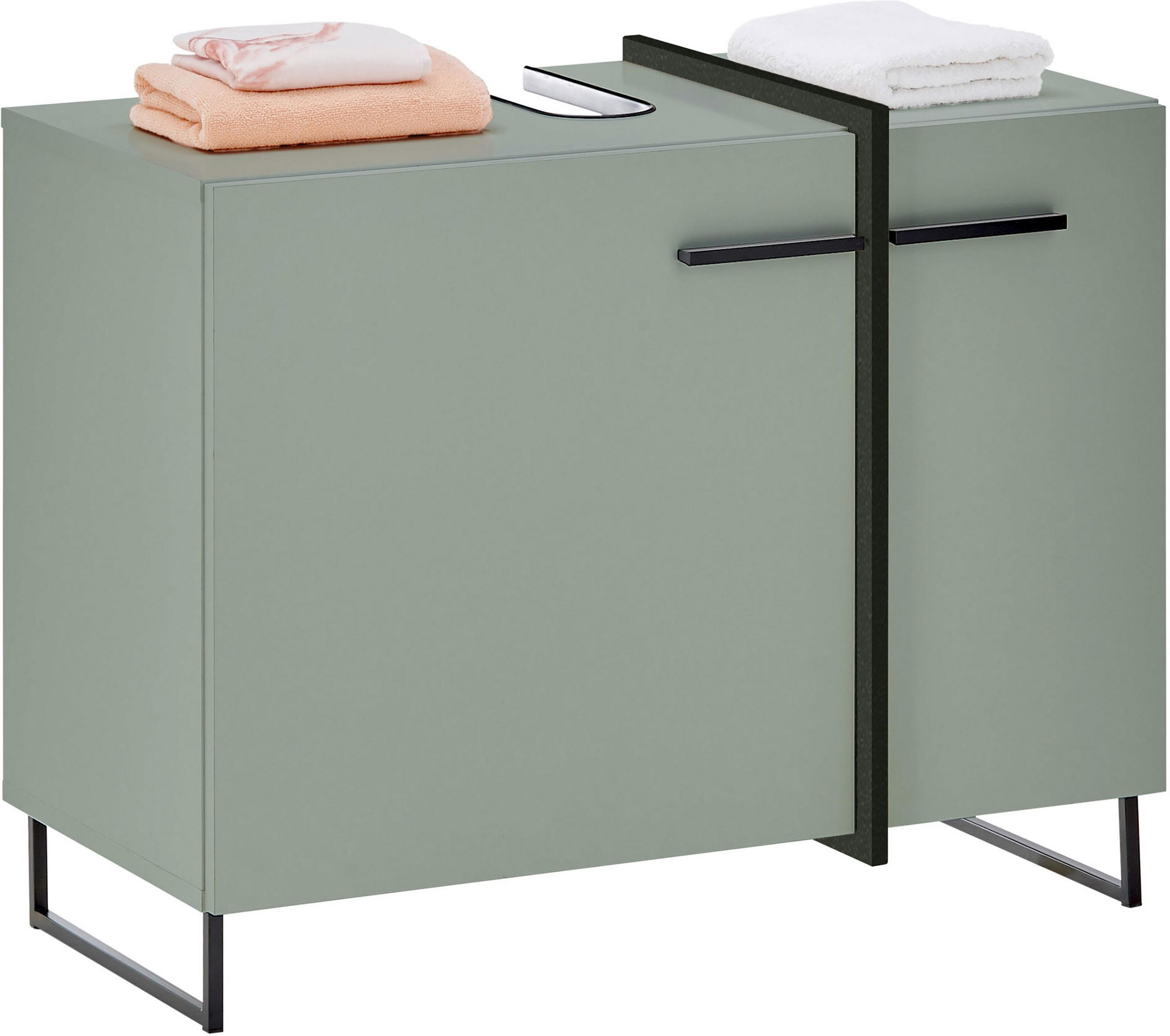 WASCHBECKENUNTERSCHRANK 80/64/41 cm  - Schwarz/Grün, LIFESTYLE, Holzwerkstoff/Kunststoff (80/64/41cm) - home24
