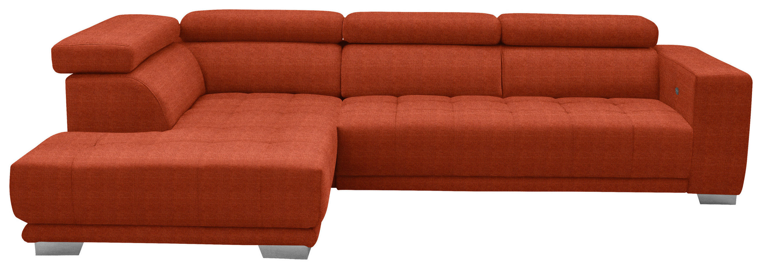 ECKSOFA in Mikrofaser Orange  - Chromfarben/Orange, Design, Textil/Metall (207/301cm) - Xora