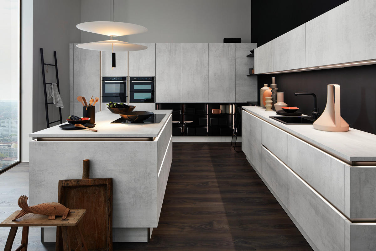 EINBAUKÜCHE STONE  - Grau, Design, Holzwerkstoff - Nolte Küchen