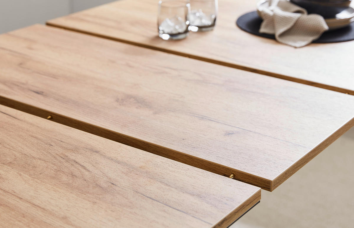 ESSTISCH in Holzwerkstoff 140-180/90/76 cm  - Eichefarben/Schwarz, Design, Holzwerkstoff (140-180/90/76cm) - Valdera