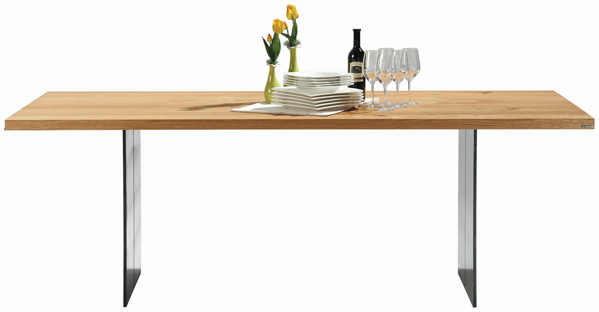 ESSTISCH Asteiche massiv rechteckig Schwarz, Eichefarben  - Eichefarben/Schwarz, Design, Holz/Metall (260/100/77cm) - Musterring