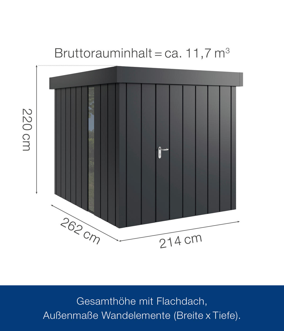 GERÄTEHAUS 229/220/277 cm  - Anthrazit, Basics, Metall (229/220/277cm)