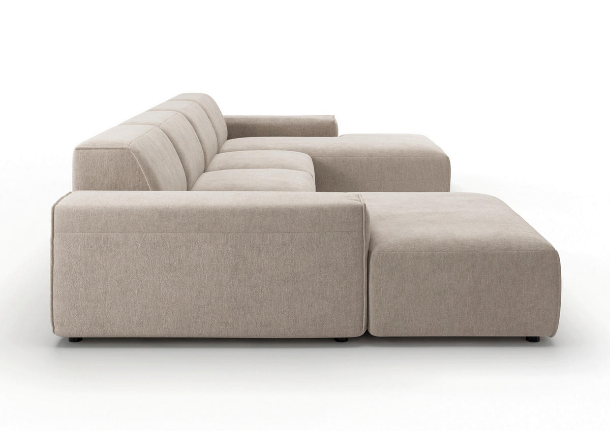WOHNLANDSCHAFT Taupe Chenille  - Taupe/Schwarz, MODERN, Kunststoff/Textil (189/340/189cm) - Pure Home Lifestyle