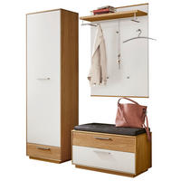 GARDEROBE 4-teilig  in 160/195/40 cm  - Weiss/Eichefarben, Design, Glas/Holz (160/195/40cm)