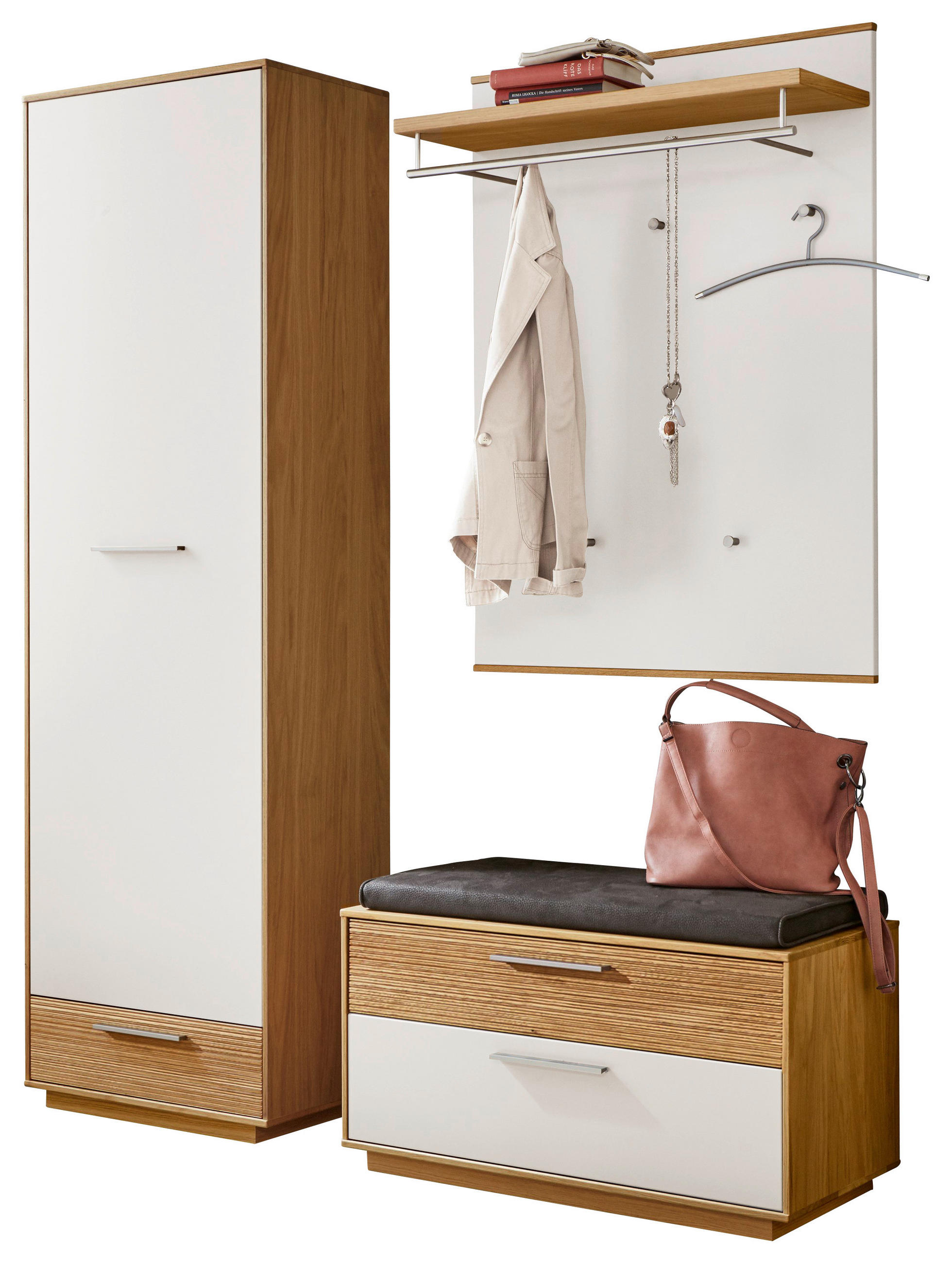 XXXLutz Garderobe Anthrazit, Weiß, 160x195x40 cm