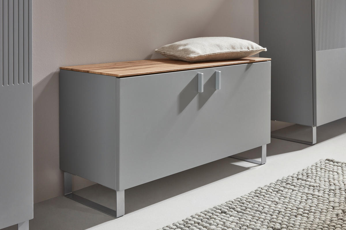 GARDEROBENBANK  in 93/49/36 cm  - Eichefarben/Alufarben, Design, Holz/Metall (93/49/36cm) - Dieter Knoll