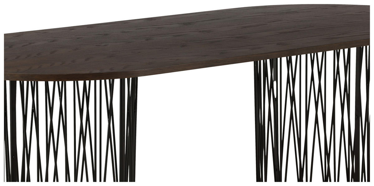 ESSTISCH furniert oval Schwarz, Dunkelbraun  - Dunkelbraun/Schwarz, Design, Holz/Metall (220/100/74cm) - Livetastic