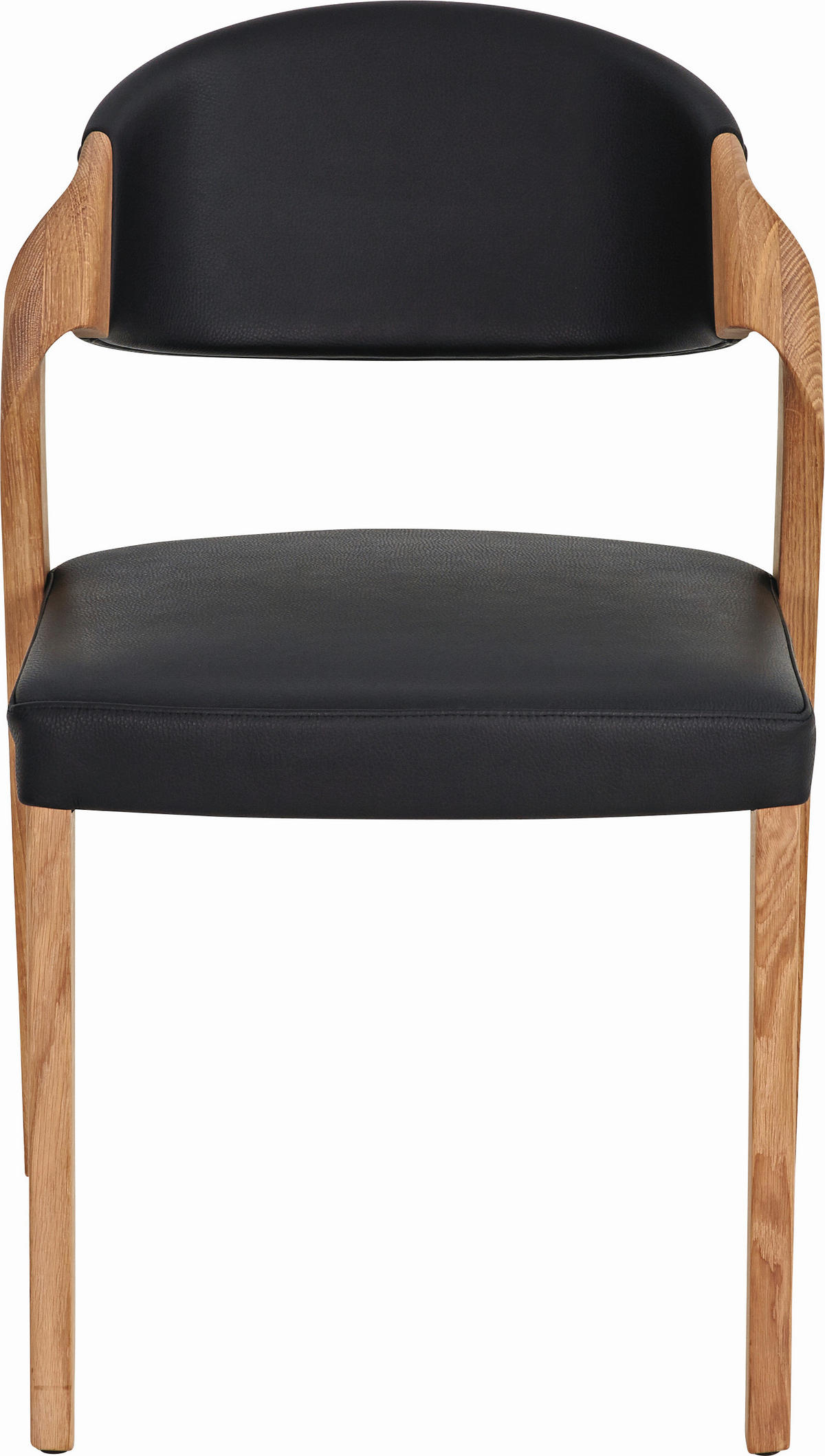 SCAUN in lemn, piele negru, culoare lemn stejar  - culoare lemn fag/culoare lemn stejar, Natur, lemn/piele (53/82/57cm) - Voglauer