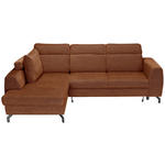 ECKSOFA Cognac Chenille  - Cognac/Schwarz, KONVENTIONELL, Textil/Metall (185/266cm) - Carryhome