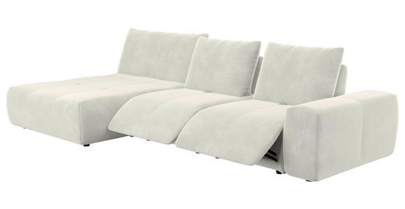 ECKSOFA in Velours Creme 174/347 cm - Creme/Schwarz, Design, Kunststoff/Textil (174/347cm) - Xora