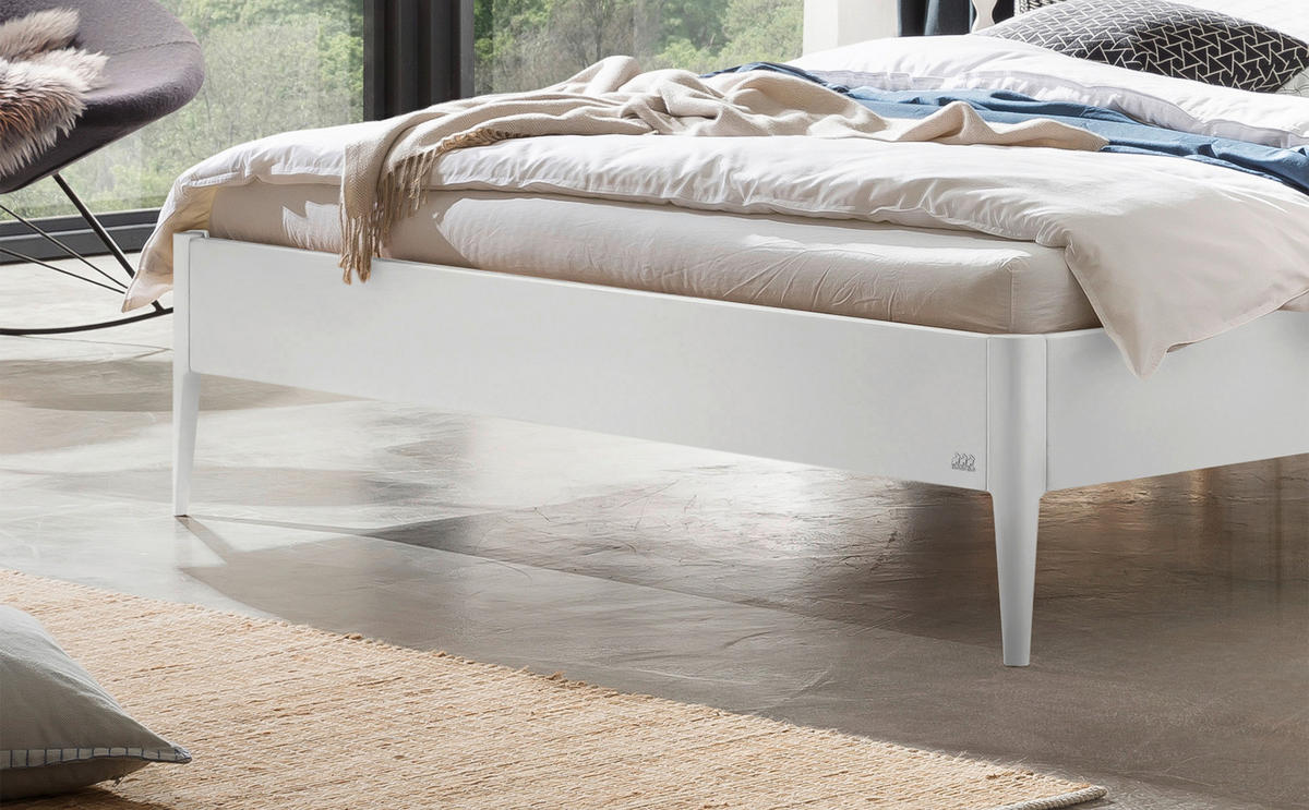 BETT 180/200 cm  in Weiß, Hellgrau  - Hellgrau/Weiß, KONVENTIONELL, Textil (180/200cm) - Hasena