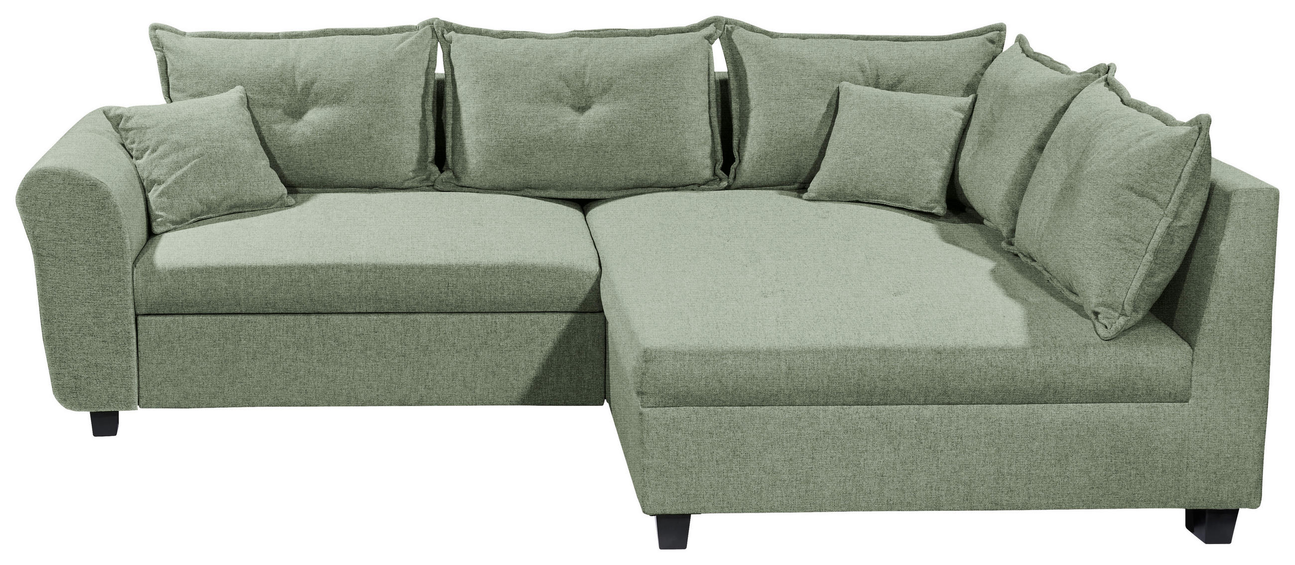 ECKSOFA Grün Webstoff  - Schwarz/Grün, MODERN, Kunststoff/Textil (252/175cm) - Livetastic