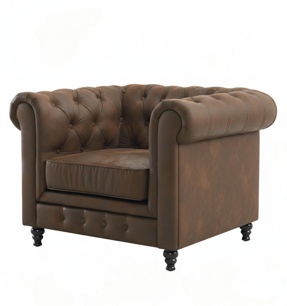 CHESTERFIELD-SESSEL - Schwarz/Braun, Basics, Holz/Textil (102/73/87cm) - Xora
