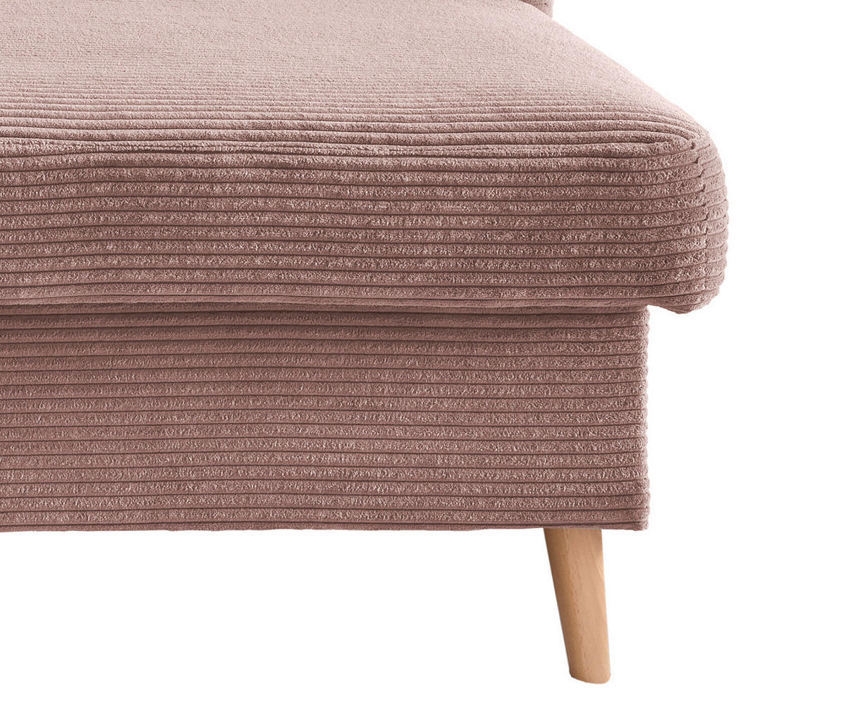 ECKSOFA in Cord Rosa  - Naturfarben/Rosa, Design, Holz/Textil (228/150cm) - P & B