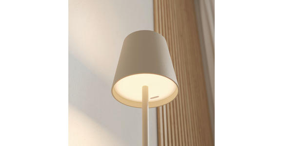 AKKU-STEHLEUCHTE 22/130 cm    - Sandfarben, Design, Kunststoff/Metall (22/130cm) - Novel