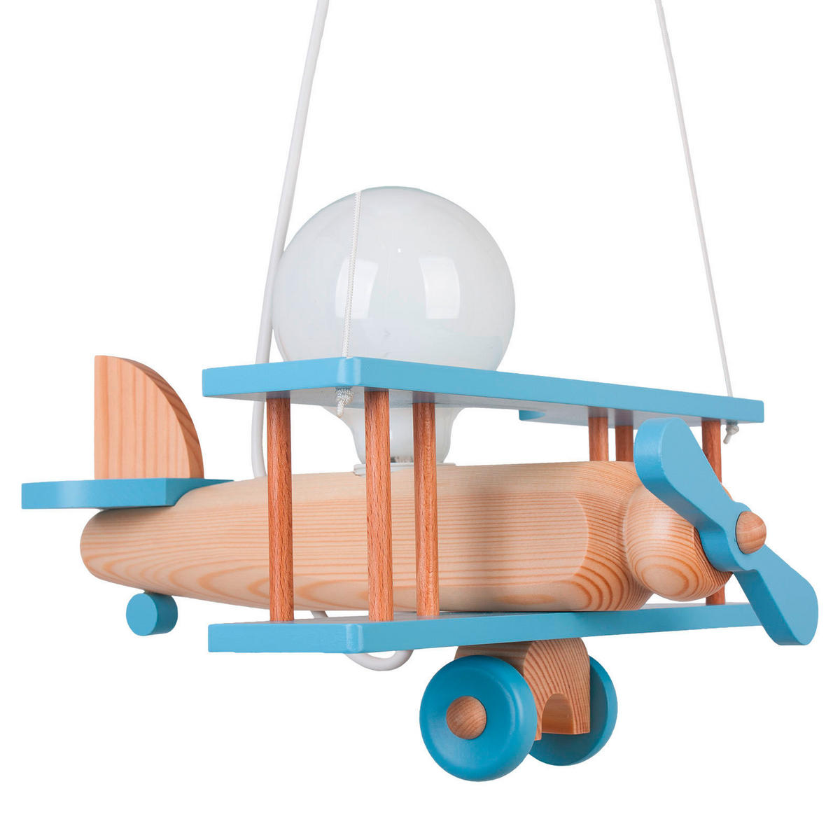 KINDERHÄNGELEUCHTE 29/31/75 cm   - Blau/Naturfarben, KONVENTIONELL, Holz (29/31/75cm)