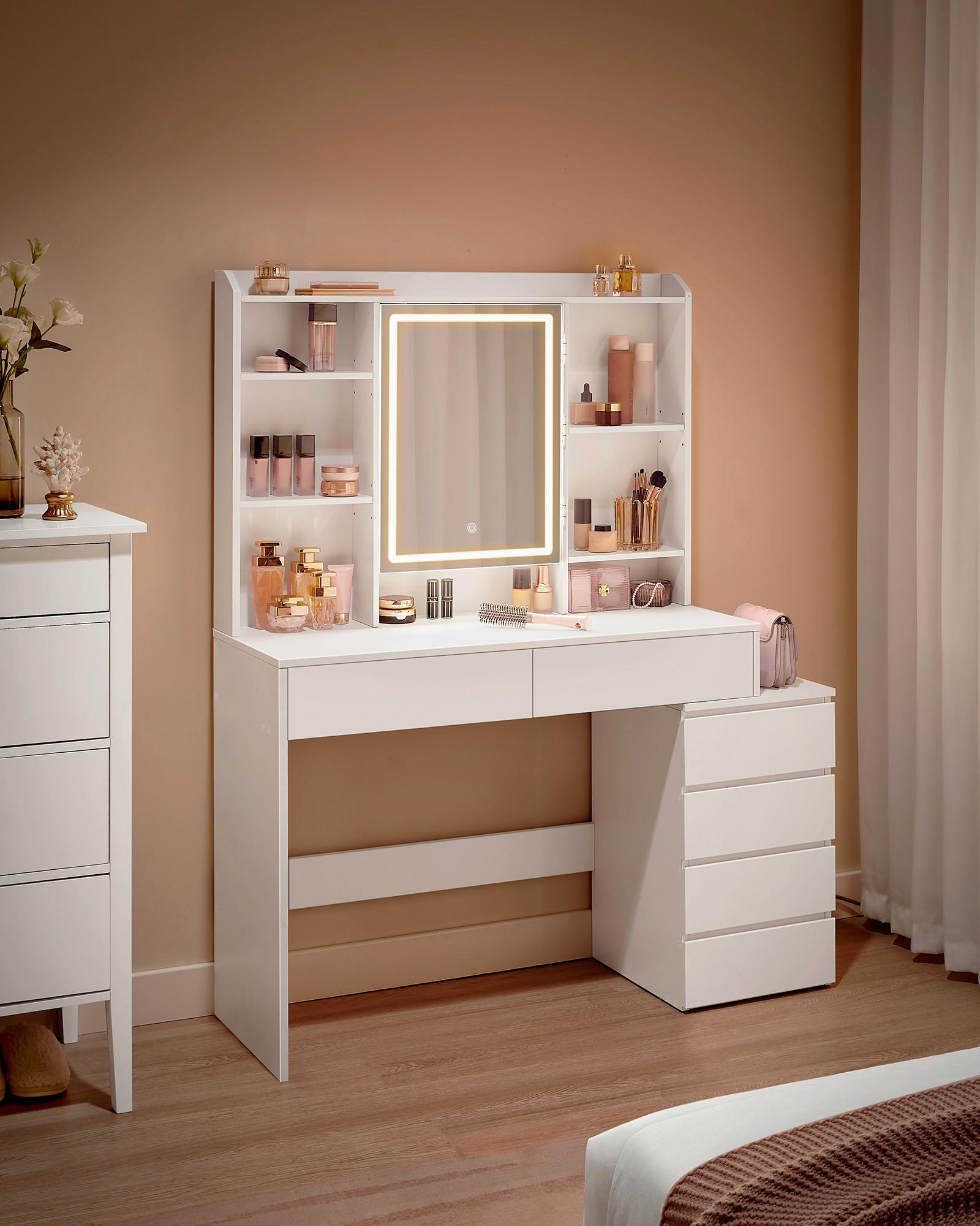 TOALETNÍ STOLEK, bílá, 117,5/40/145 cm - bílá, Basics, kompozitní dřevo (117,5/40/145cm) - Boxxx