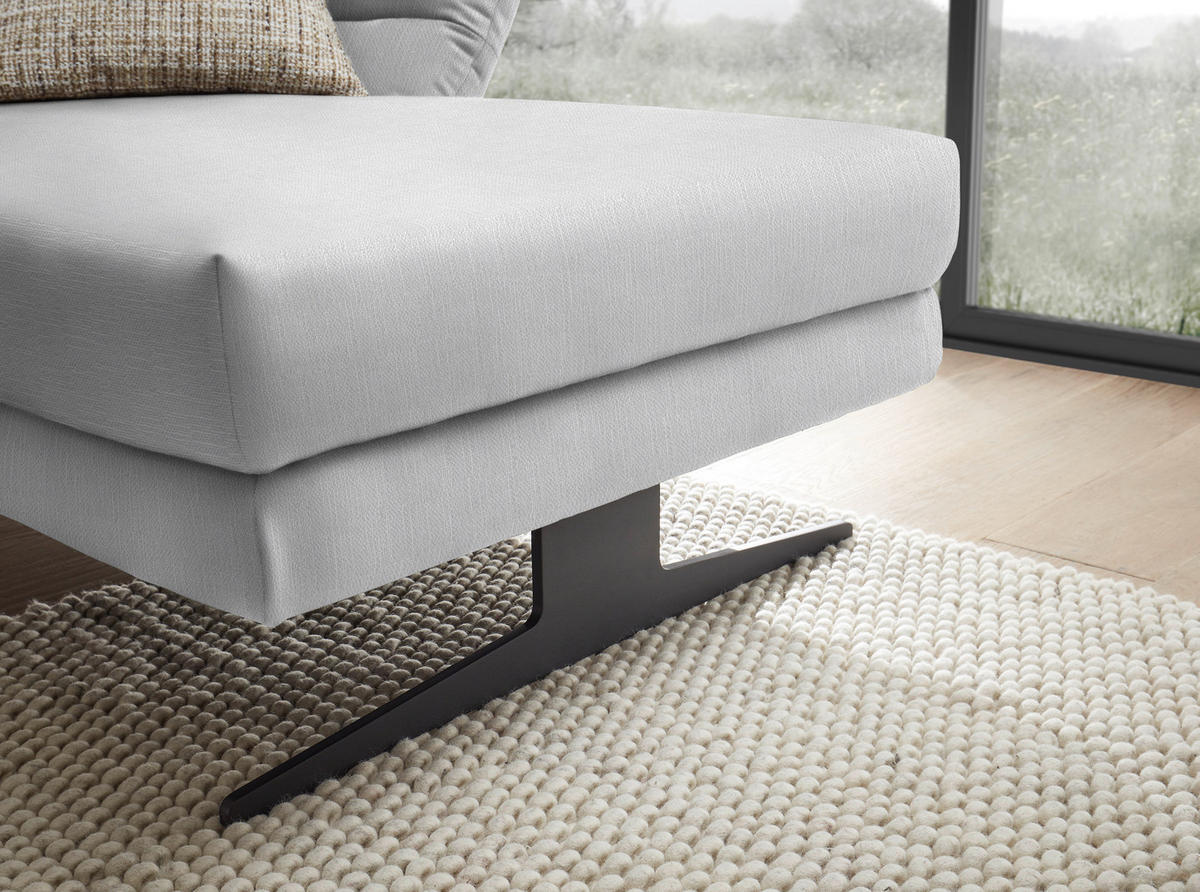 ECKSOFA in Flachgewebe Creme  279-327/176-217 cm  - Creme/Schwarz, Design, Textil/Metall (279-327/176-217cm) - Dieter Knoll
